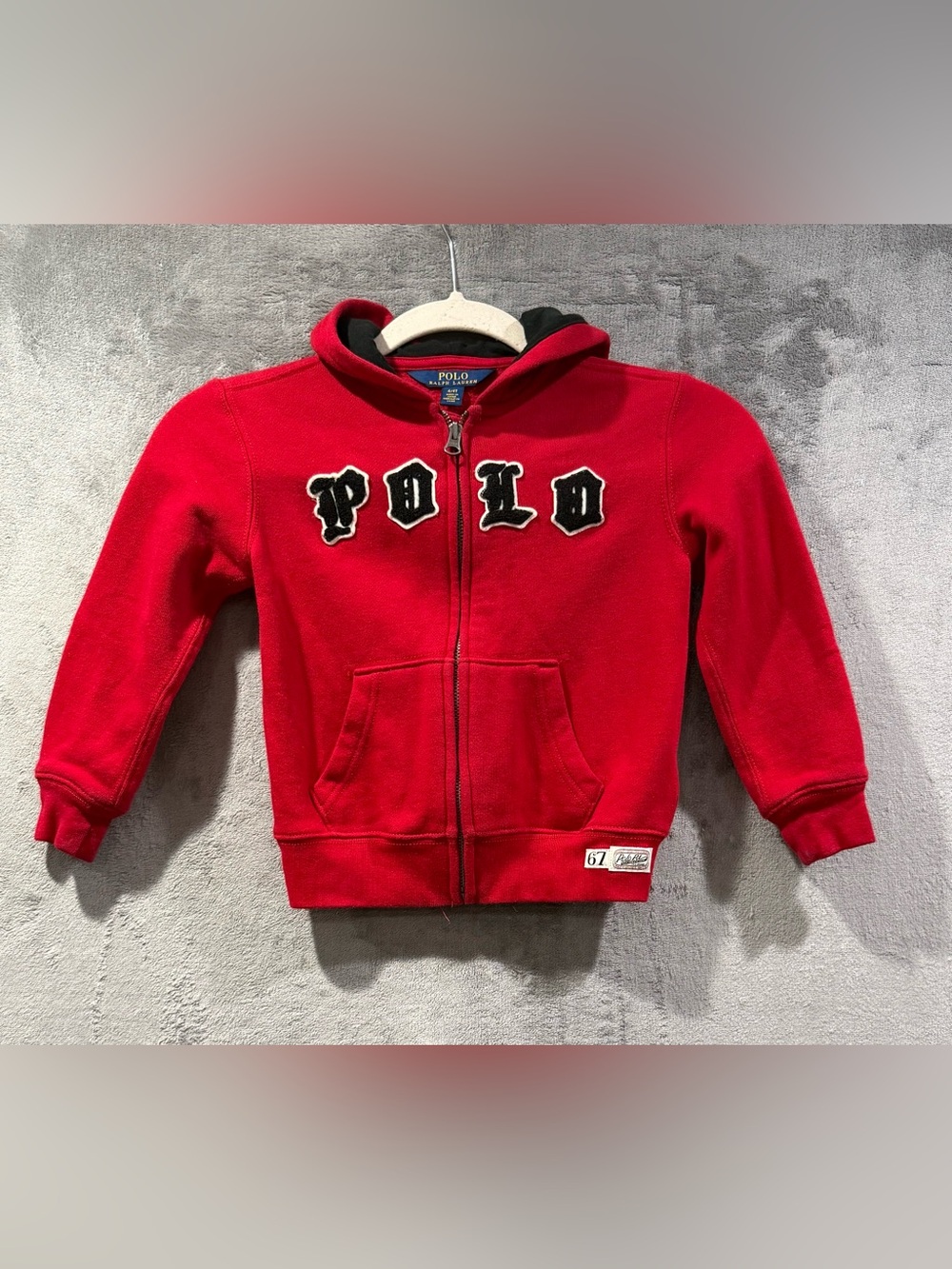 Polo Ralph Lauren Boys 4/4T Red Varsity Style Full Zip Hoodie 67 Polo Label